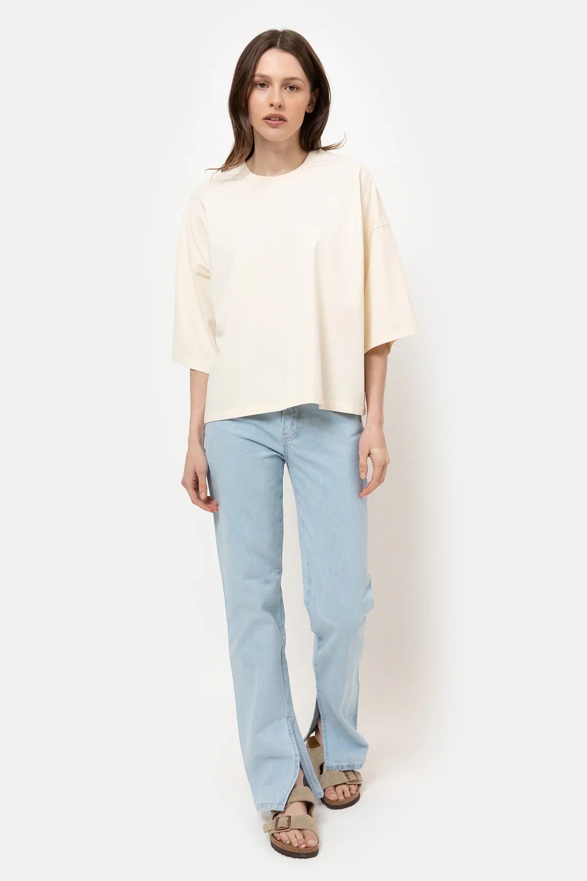 HUBERT STRAIGHT DENIM PANTS W/ SLIT L28