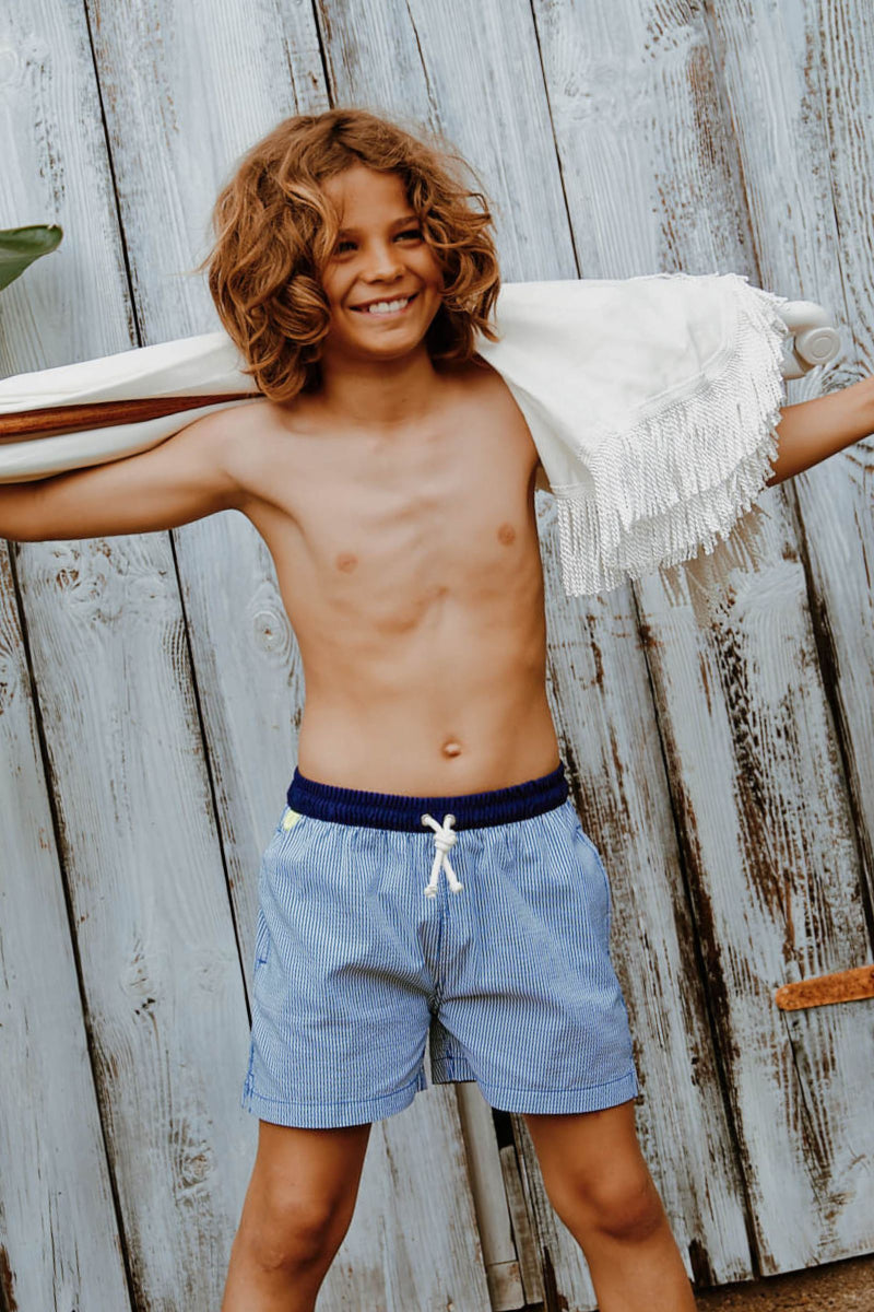 Meno Swim Shorts - Blue Seersucker