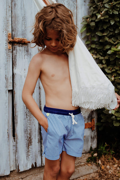 Meno Swim Shorts - Blue Seersucker