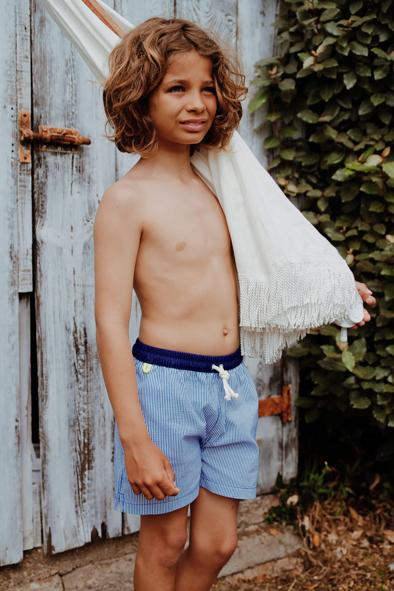Meno Swim Shorts - Blue Seersucker