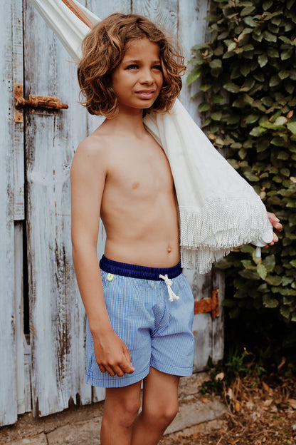 Meno Swim Shorts - Blue Seersucker